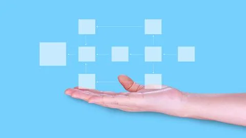 Business process and data management organigram, Design workflow automation.. Foto stock