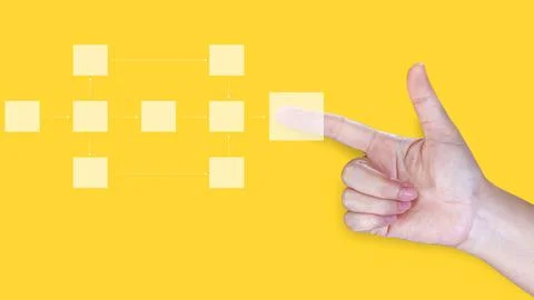 Business process and data management organigram, Design workflow automation.. Stock Photos