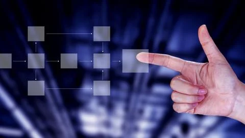 Business process and data management organigram, Design workflow automation.. Stock Photos