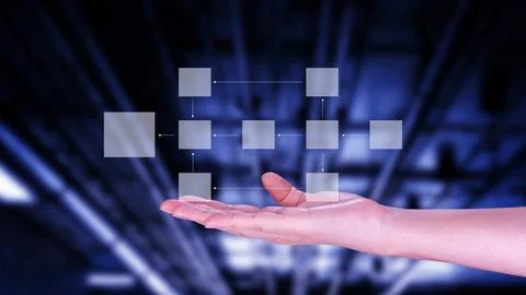 Business process and data management organigram, Design workflow automation.. Foto stock