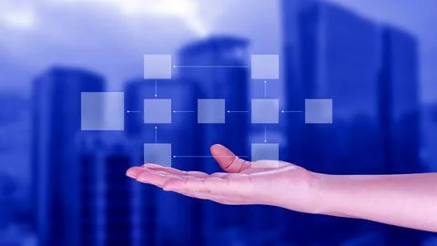 Business process and data management organigram, Design workflow automation.. Stock Photos