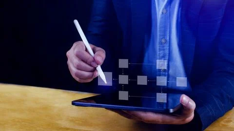 Business process and data management organigram, Design workflow automation.. Stock Photos