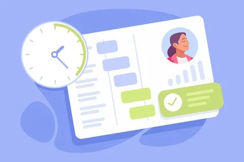 Business Process and Deadline with Analytics Document and Report Vector Stock Illustration
