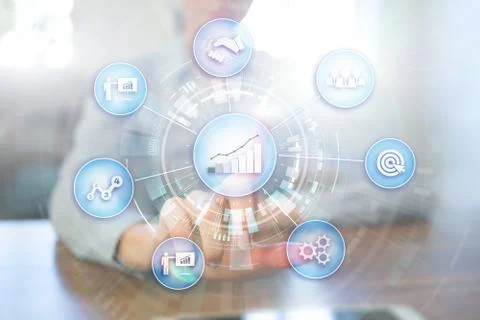 Business process and strategy concept on virtual screen background. Innovation Stock Photos