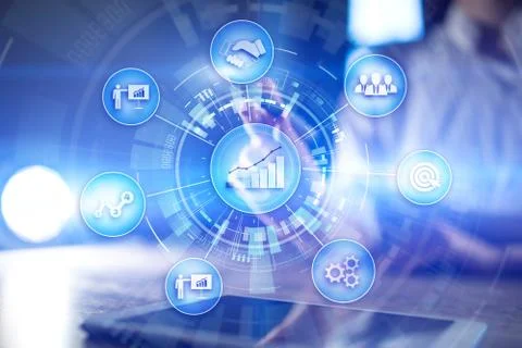 Business process and strategy concept on virtual screen background. Innovation Stock Photos