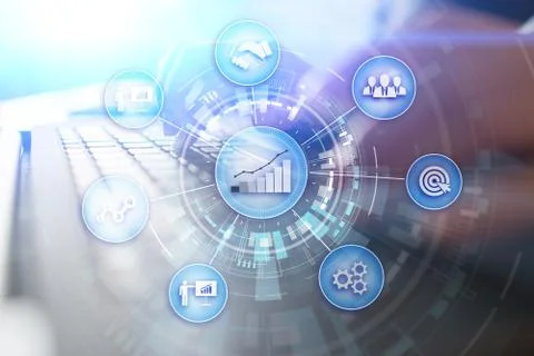 Business process and strategy concept on virtual screen background. Innovation Stock Photos