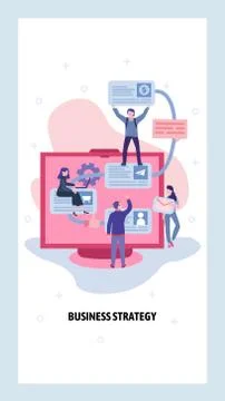 Business process and strategy development. People work as a team. Vector web Stock Illustration