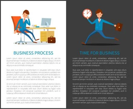 Business Process and Time to Work, Businessman Illustrazione stock
