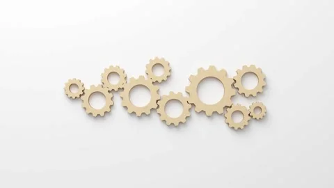 Business process and workflow automation with flowchart. Wooden cog flowing.. 스톡 동영상 236666244
