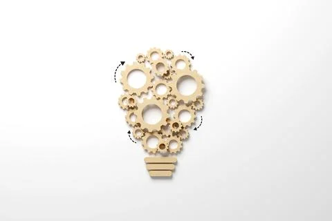 Business process and workflow automation with flowchart. Wooden cog flowing.. Stock Photos