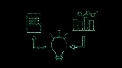 Business process animation with teal icons. Business process idea generatio.. Stock Footage 337131856