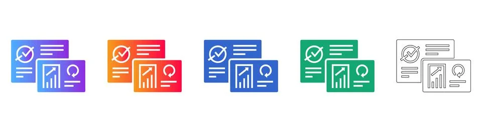 Business Process Approval Checkmark Icon Set 스톡 일러스트