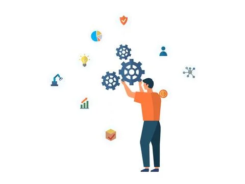 Business process automation BPA software, business process workflow as gear.. Stock Illustration
