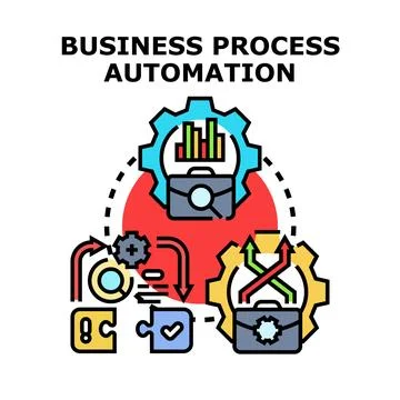 Business process automation concept optimizing workflow 库存插图