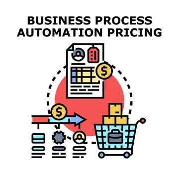 Business process automation pricing calculating transaction cost Stock Illustration