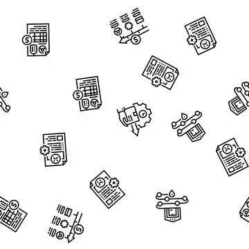 Business process automation seamless pattern vector Illustrazione stock