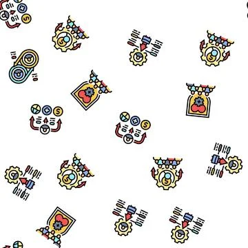 Business process automation seamless pattern vector Illustrazione stock