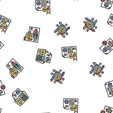 Business process automation seamless pattern vector Stock Illustration