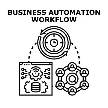 Business process automation workflow and team collaboration Stock Illustration