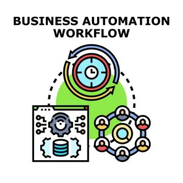 Business process automation workflow and team collaboration Illustrazione stock