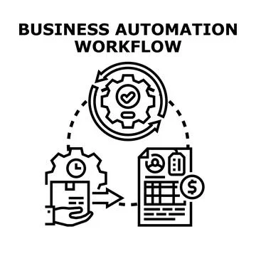 Business process automation workflow management icon concept Stock Illustration
