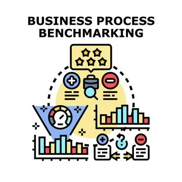 Business process benchmarking concept with data analysis and evaluation Stock Illustration