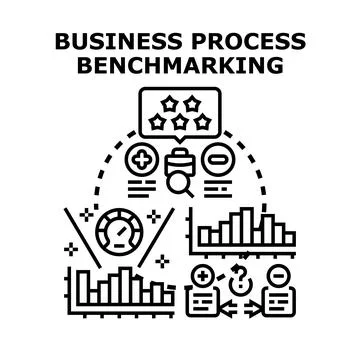 Business process benchmarking concept with data analysis and evaluation 库存插图