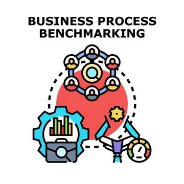 Business process benchmarking measuring company performance and strategy Stock Illustration