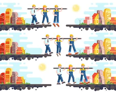 Business process building and mutual assistance, teambuilding management or Ilustración de archivo
