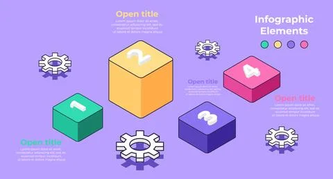 Business process chart infographics with 4 step cubes Ilustración de archivo