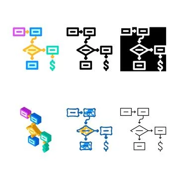 Business process color icon vector styles Stock Illustration