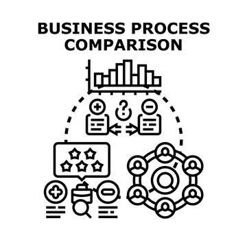 Business process comparison analysis and evaluation strategy Stock Illustration