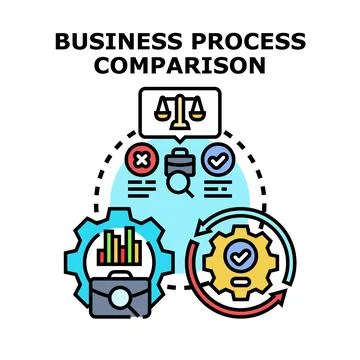 Business process comparison analyzing decision making and optimization Ilustración de archivo
