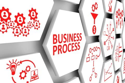 BUSINESS PROCESS concept cell background 3d illustration Stock Illustration