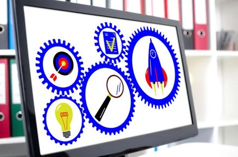 Business process concept on a computer screen Stock Photos