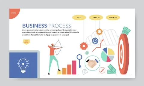 Business process concept, creative website template Stock Illustration