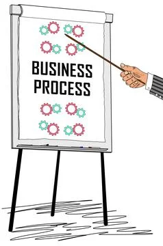 Business process concept drawn on a flipchart 스톡 일러스트