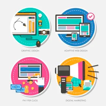 Business process concept in flat design 库存插图