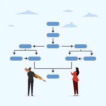 Business process concept, organizational structure diagram or model design. Stock Illustration