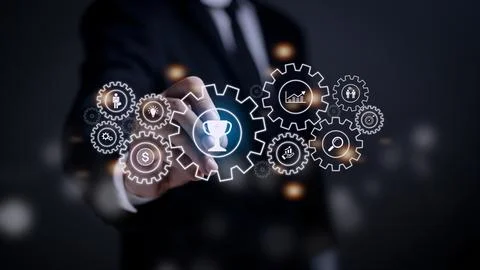 Business process concept on virtual screen. Stock Photos