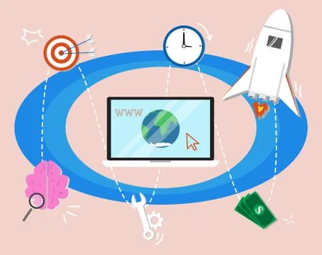 Business process concept,Techonology for business vector illustration Stock Illustration