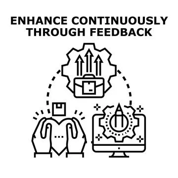Business process cycle demonstrating continuous improvement, receiving client Stock Illustration