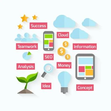 Business process design in flat style Illustrazione stock