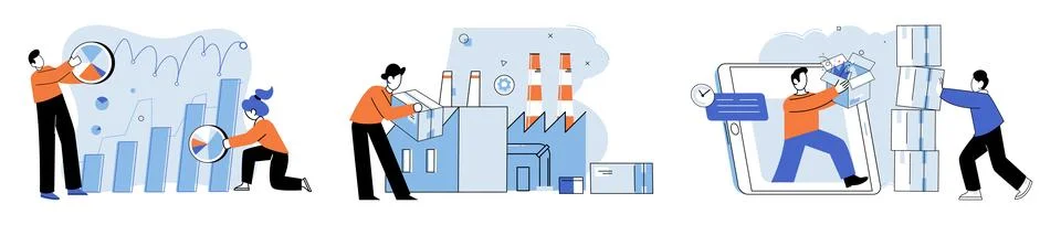Business process. Developing effective procedures is essential for business Illustrazione stock