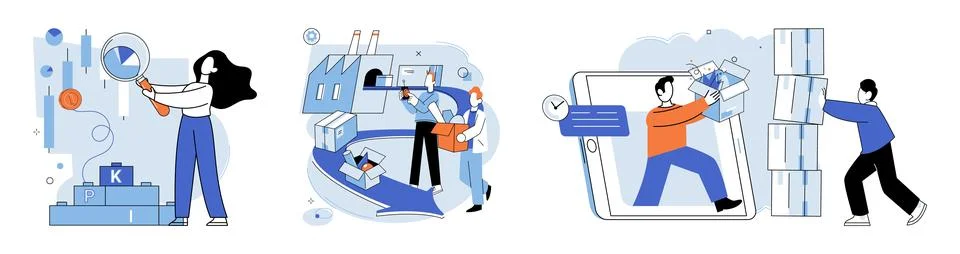 Business process. Developing innovative strategies is key to business Stock Illustration