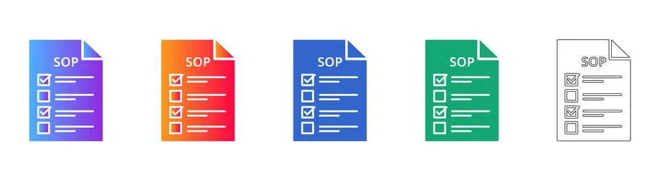 Business Process Document Checklist Icons Stock Illustration