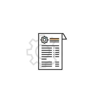 Business process document with gear icon linear outline illustration 스톡 일러스트