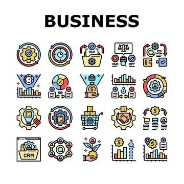 Business process efficiency icons set vector Stock-Illustration