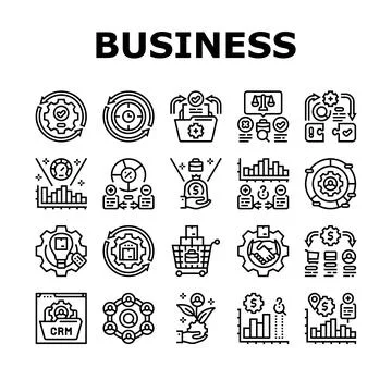 Business process efficiency icons set vector Stock Illustration