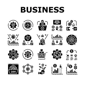Business process efficiency icons set vector 库存插图